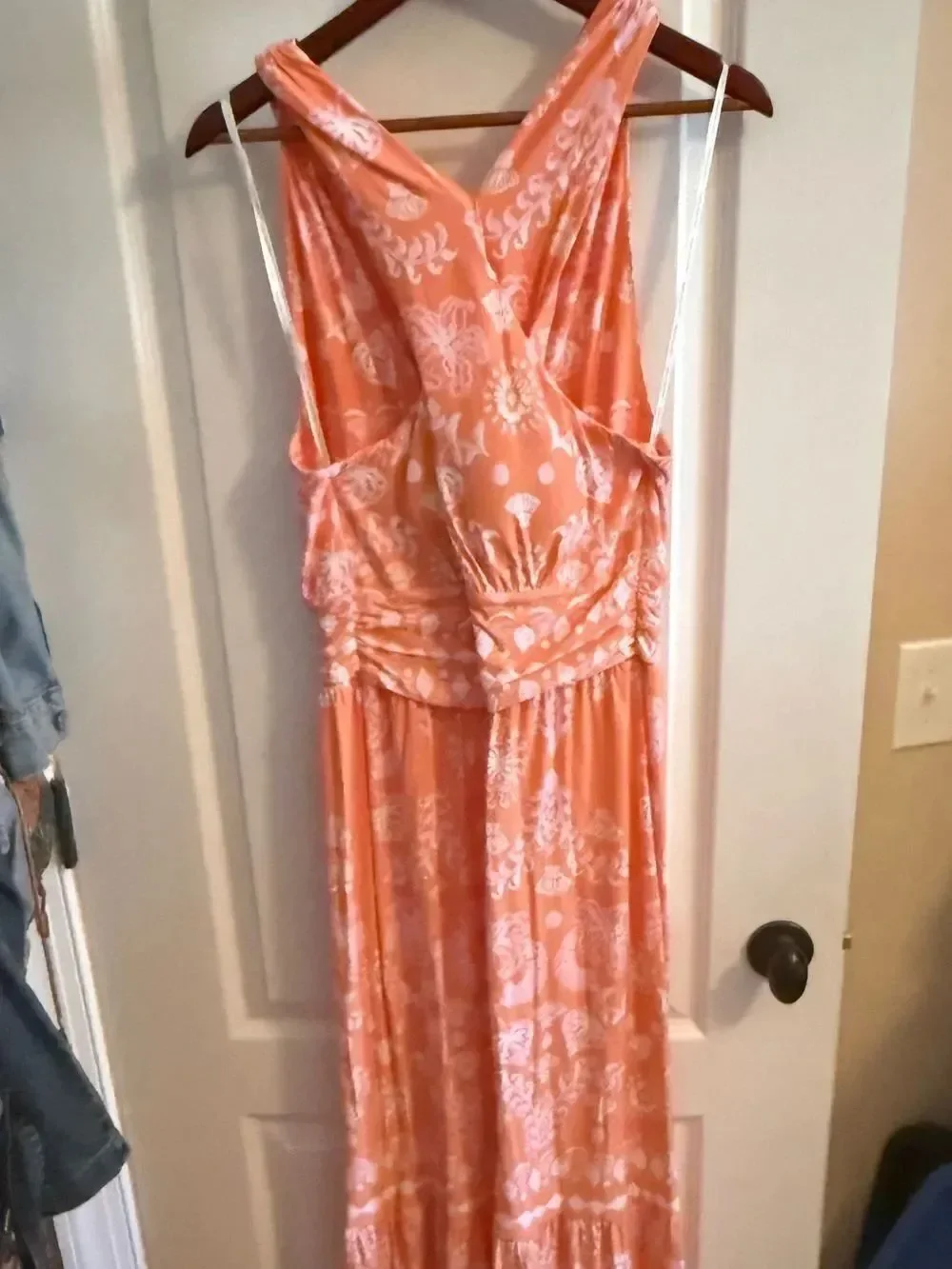 Lilly Pulitzer Montecito Halter Maxi Dress Sleeveless Coral Papaya Breezy Palm